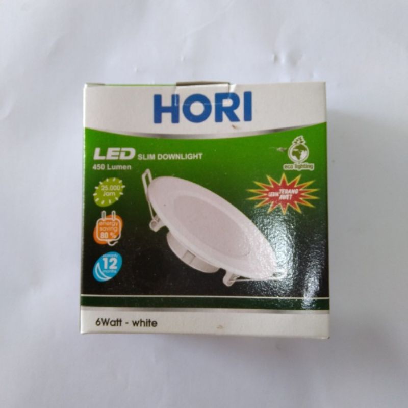 Jual Lampu Downlight LED Slim / LED Panel HORI Putih Bulat 6 Watt White ...