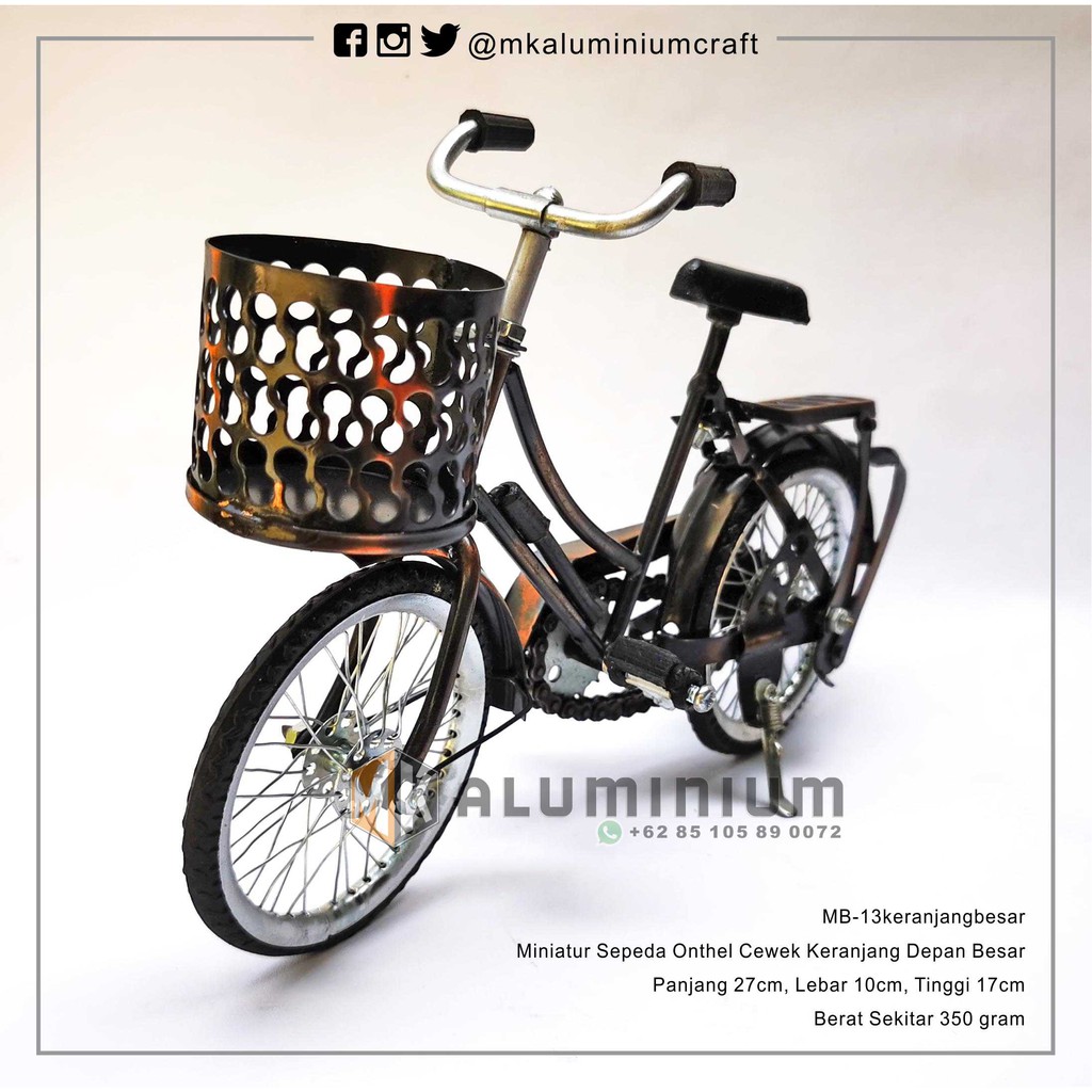 Jual Miniatur Sepeda Wanita Keranjang Depan Onthel Jawa Cewek Mk