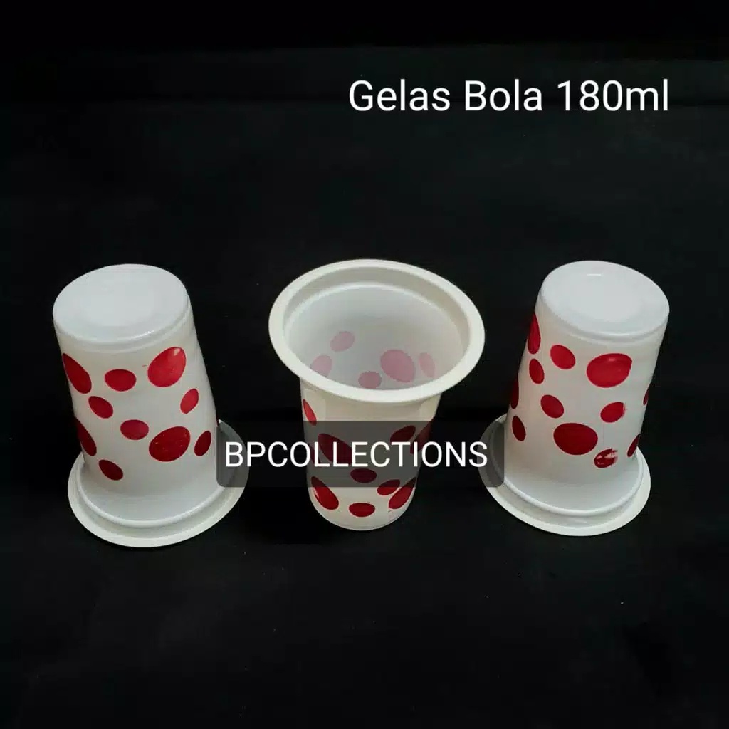 Jual 1 Pak 50 Pcs Gelas Plastik Bola Bola Polkadot Merah Putih Susu Tebal Starindo Ondel Cup 5094