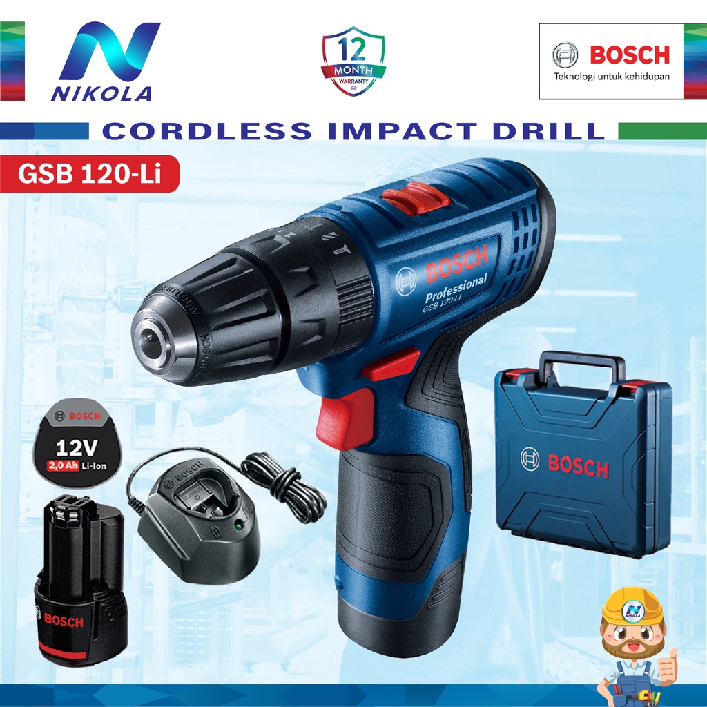 Jual Bosch Gsb Li Cordless Impact Drill Bor Tembok Baterai Li