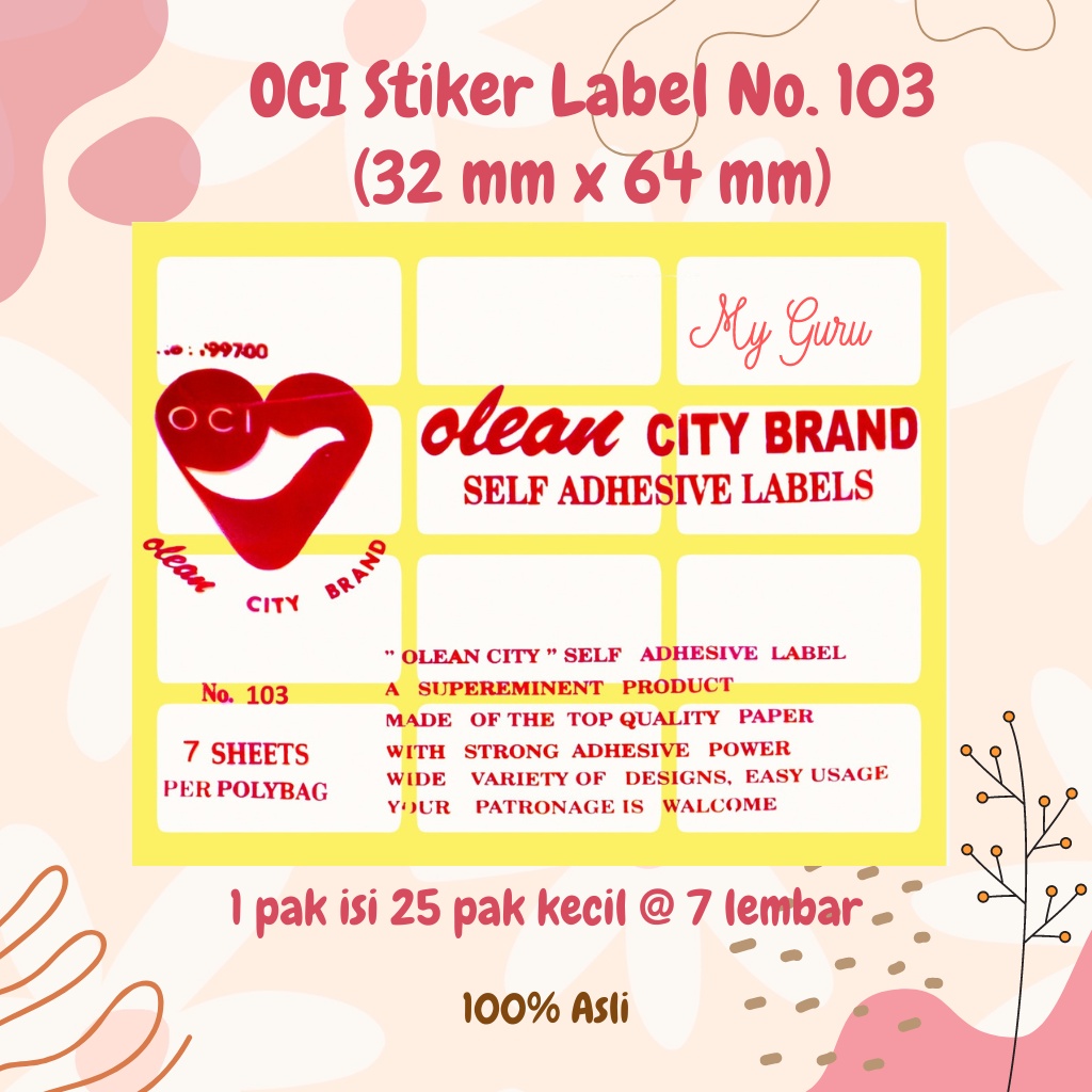 Jual [PAK KECIL] OCI STIKER LABEL PUTIH POLOS NO. 103 / 104 / 105 / 106 ...