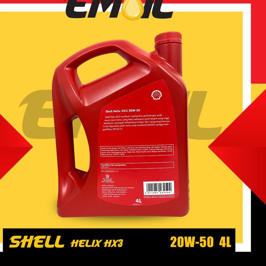 Jual Best Seller!! (hxn-770) OLI SHELL HELIX HX3 SAE 20W-50 API SL/CF ...