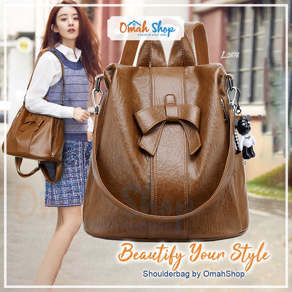 Jual [PROMO SPESIAL] ASTA Tas Ransel Gendong Coklat Kulit PU Sintetis ...