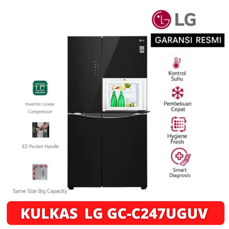 Jual KULKAS LG GCC247UGUV SIDE BY SIDE INVERTER LINEAR 4 PINTU 675