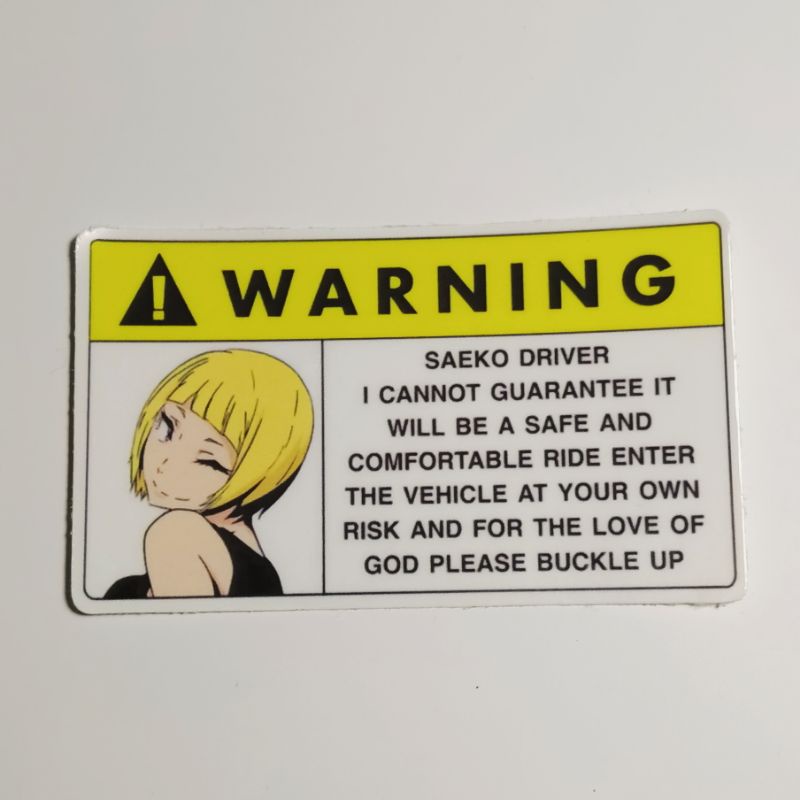 Jual sticker warning anime japan saeko driver girls | Shopee Indonesia