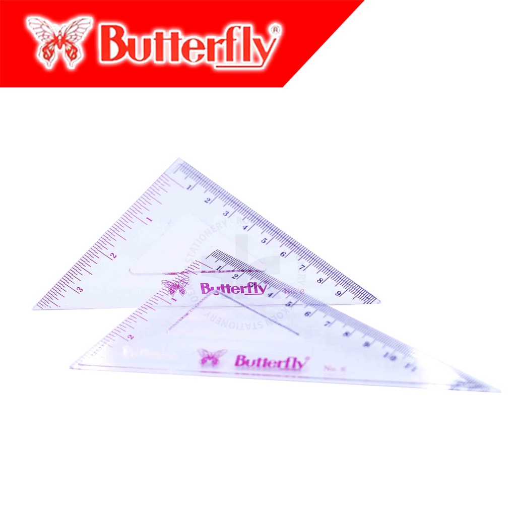 Jual Butterfly Triangle Ruler Penggaris Segitiga Mika BT-No. 6 (14cm x ...