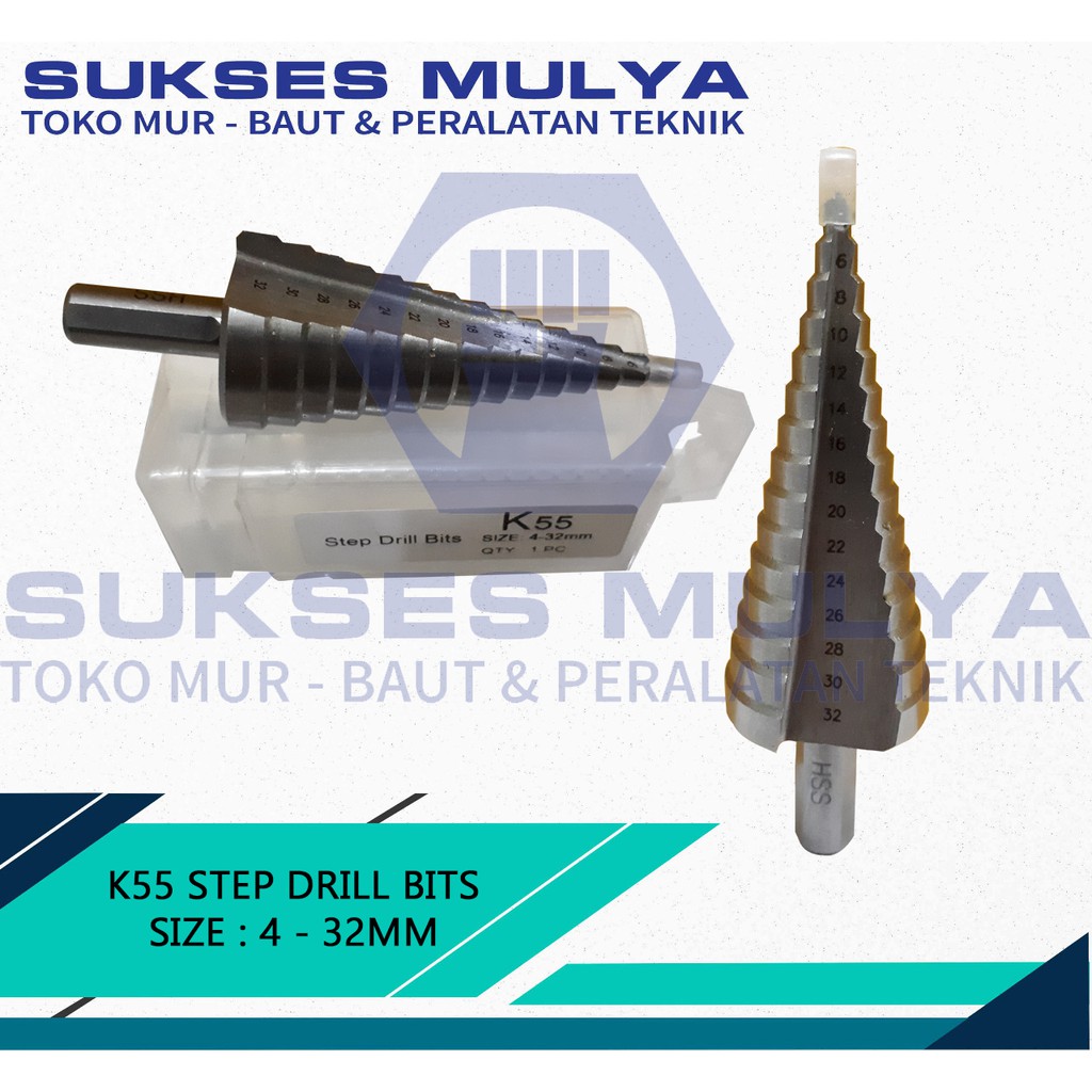 Jual K55 Mata Bor Pagoda 4 - 32 mm Step Drill Bit Cone 15 in 1 Multi ...