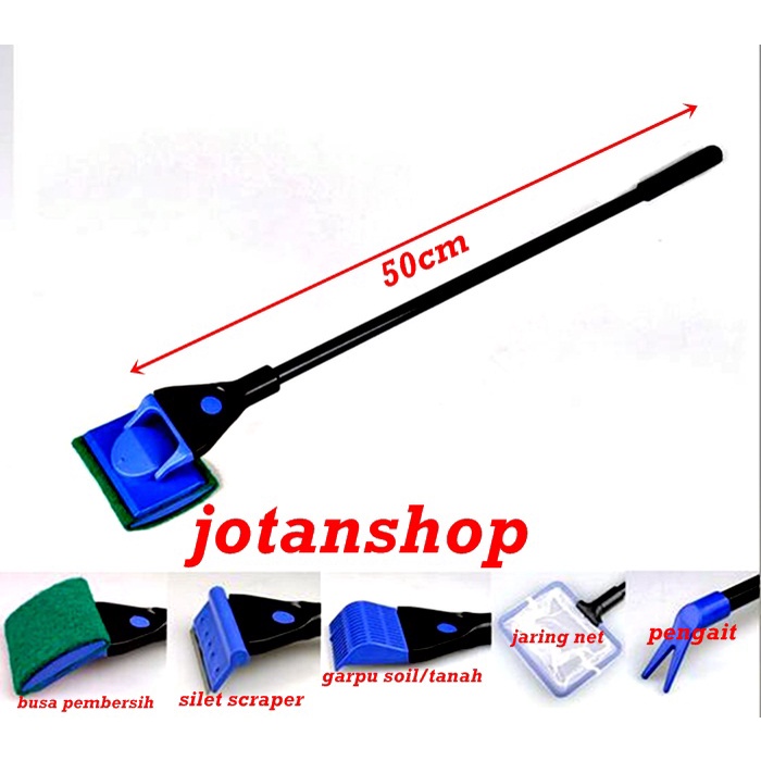 Jual AQUA TOOLS 5 in 1 tongkat pembersih kaca aquarium algae scraper ...