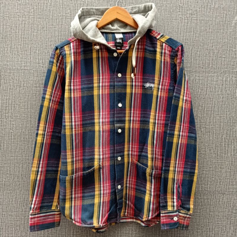 Stussy flannel discount hoodie