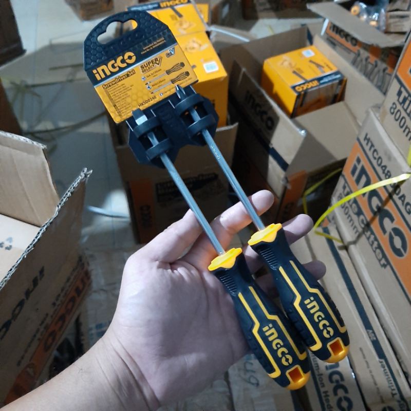 Jual Obeng Plus Minus Gagang Karet 2 Pcs Set Ingco HKSD0248 | Shopee ...