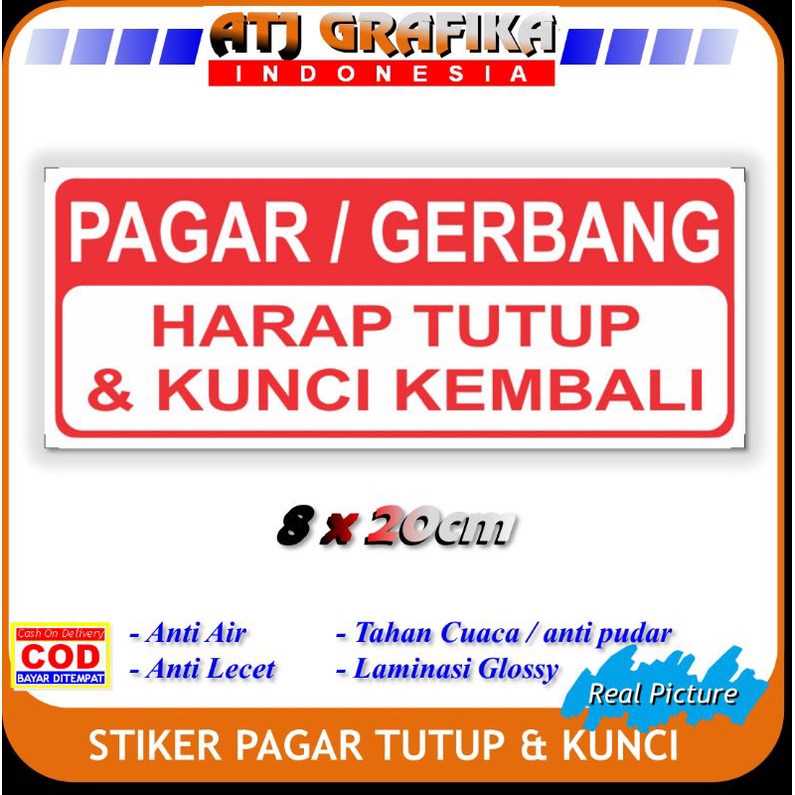 Jual Stiker pagar gerbang harap tutup dan kunci kembali sticker ...