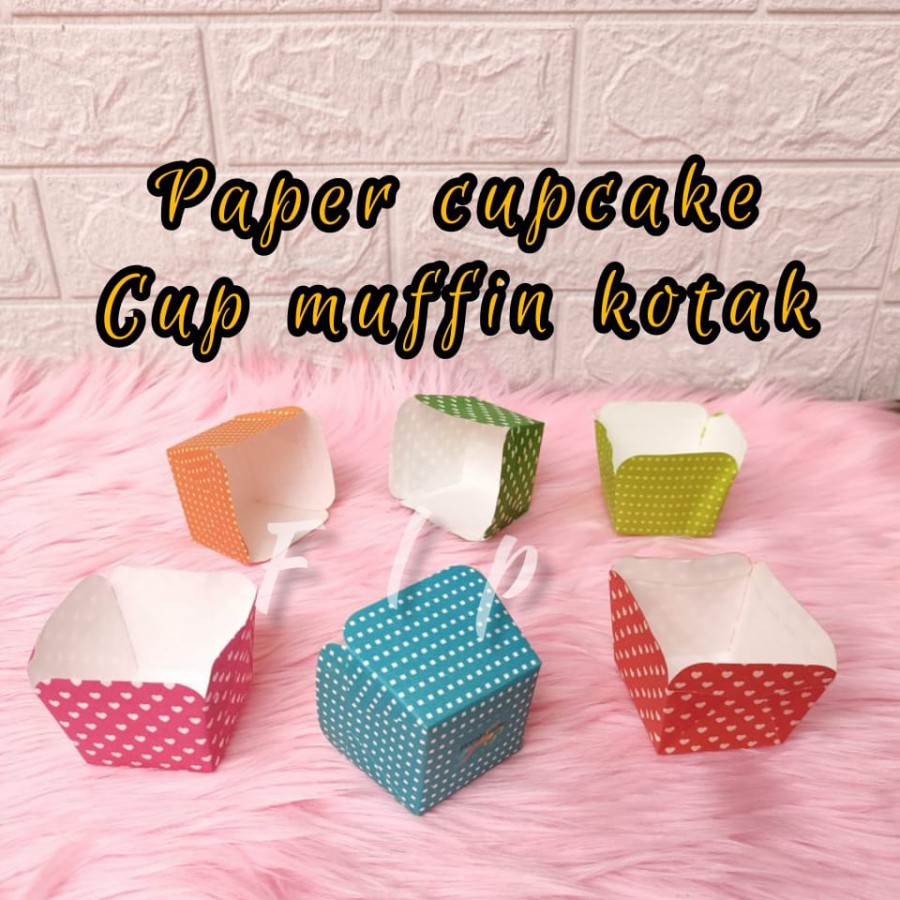 Jual Paper cupcake-cup kertas kotak -Cup muffin kotak (Per 10 pcs ...