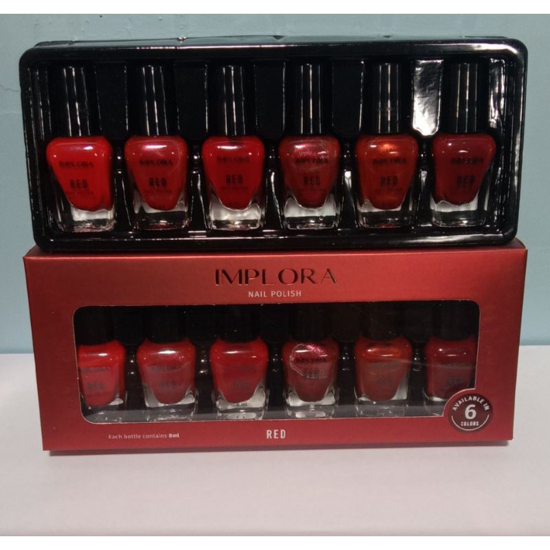 Jual NAIL POLISH IMPLORA RED 8ML DIJUAL PERBOX (6PCS) | Shopee Indonesia