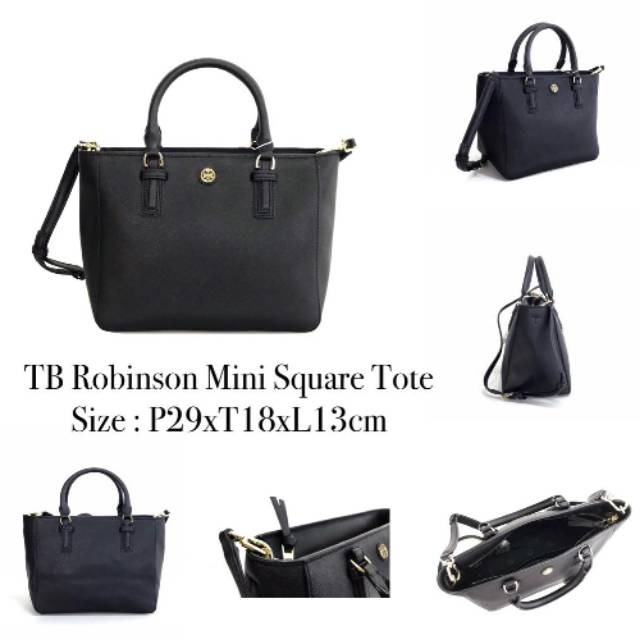 Tory Burch Robinson Mini Square Tote Bag, Black