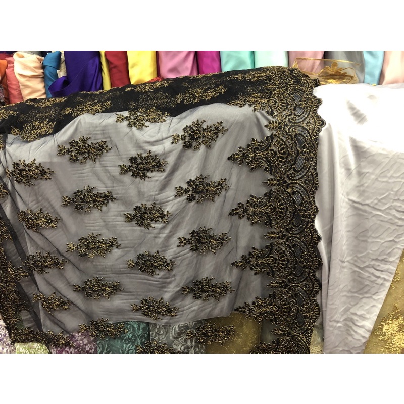 Jual Tulle korea hitam benang emas (per meter) | Shopee Indonesia