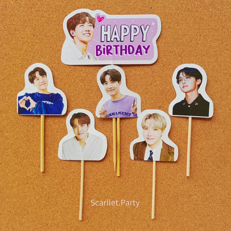 Jual TOPPER CAKE JHOPE BTS HIASAN HAPPY BIRTHDAY DEKORASI ULTAH ULANG TAHUN KPOP DEKOR TUSUKAN