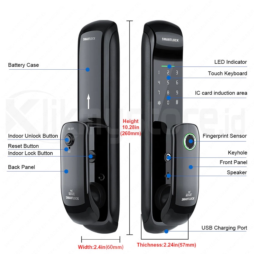 Jual F08 Smart Door Lock Fingerprint Wifi Handle Gagang Pintu Sidik ...