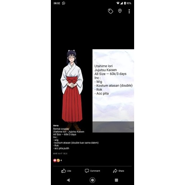 Jual [Rental Cosplay] Utahime Iori - Jujutsu Kaisen (real pic + rules ...