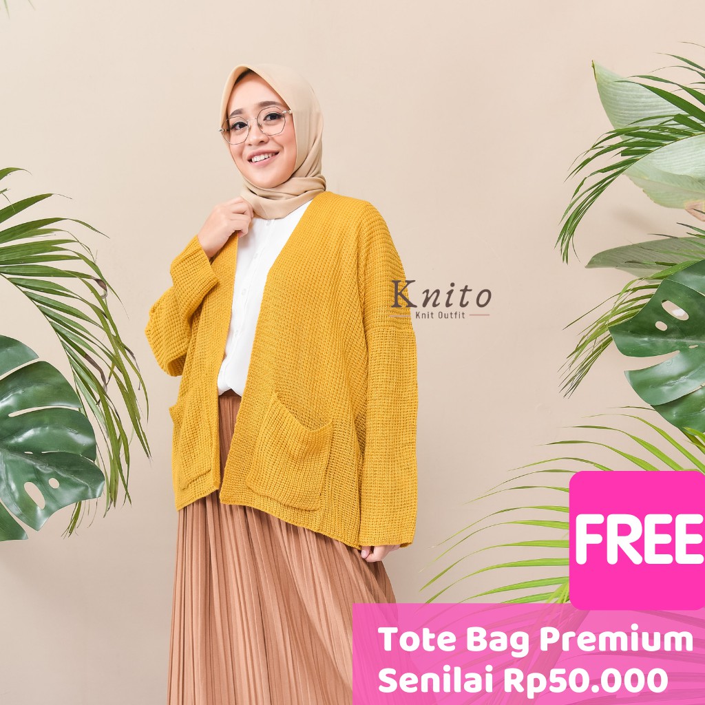 Jual Cardigan Rajut Premium Kualitas Ekspor (FREE!! Tote Bag Premium ...