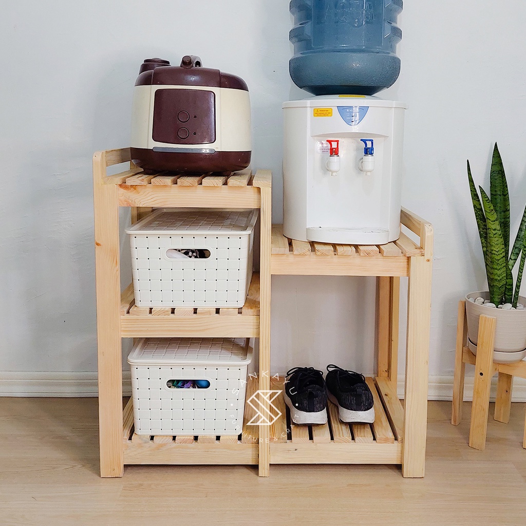 Jual Rak Susun Set Serbaguna | Rak Dispenser | Rak Rice Cooker kayu ...