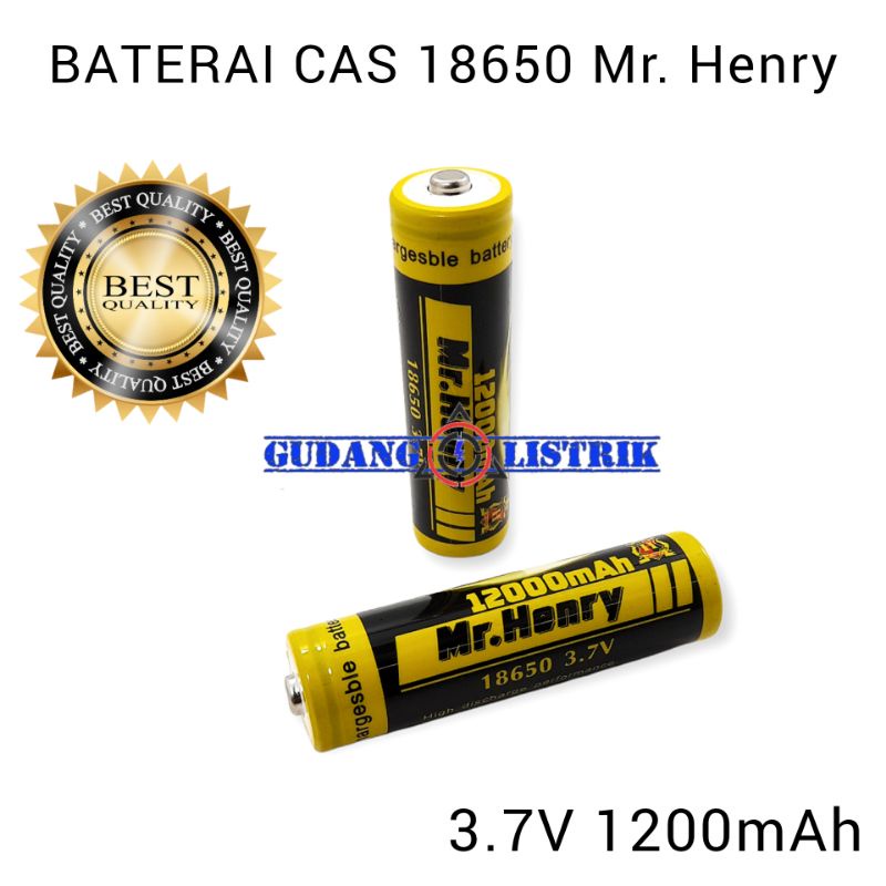 Jual Baterai Lithium Cas 18650 Mr Henry 3.7V 1200mAh Rechargeable ...