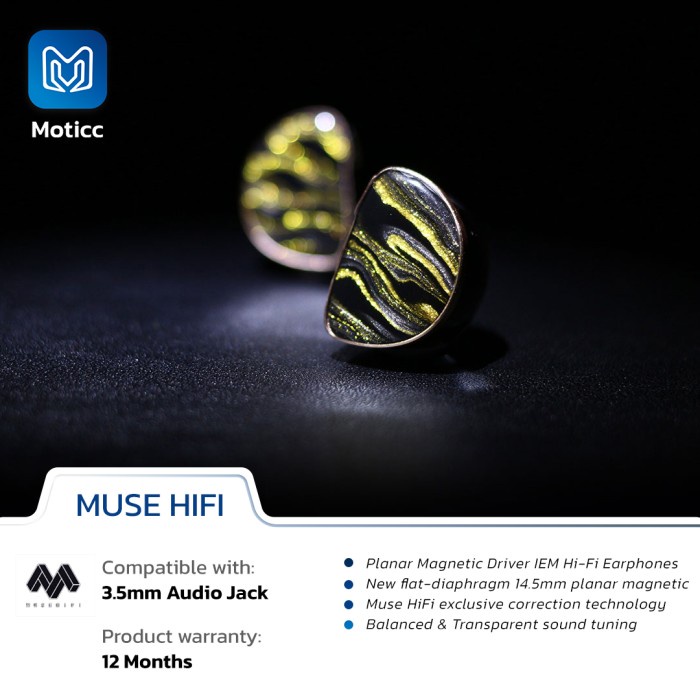 Jual MUSE HIFI POWER Flat Diaphragm 14.5mm Planar In Ear IEM
