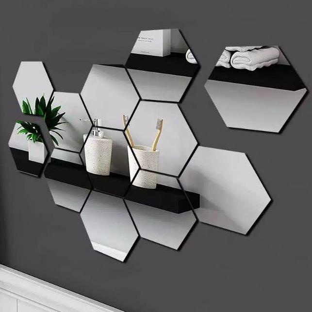 Jual Kaca cermin hexagonal kaca cermin dinding kaca dekorasi rumah