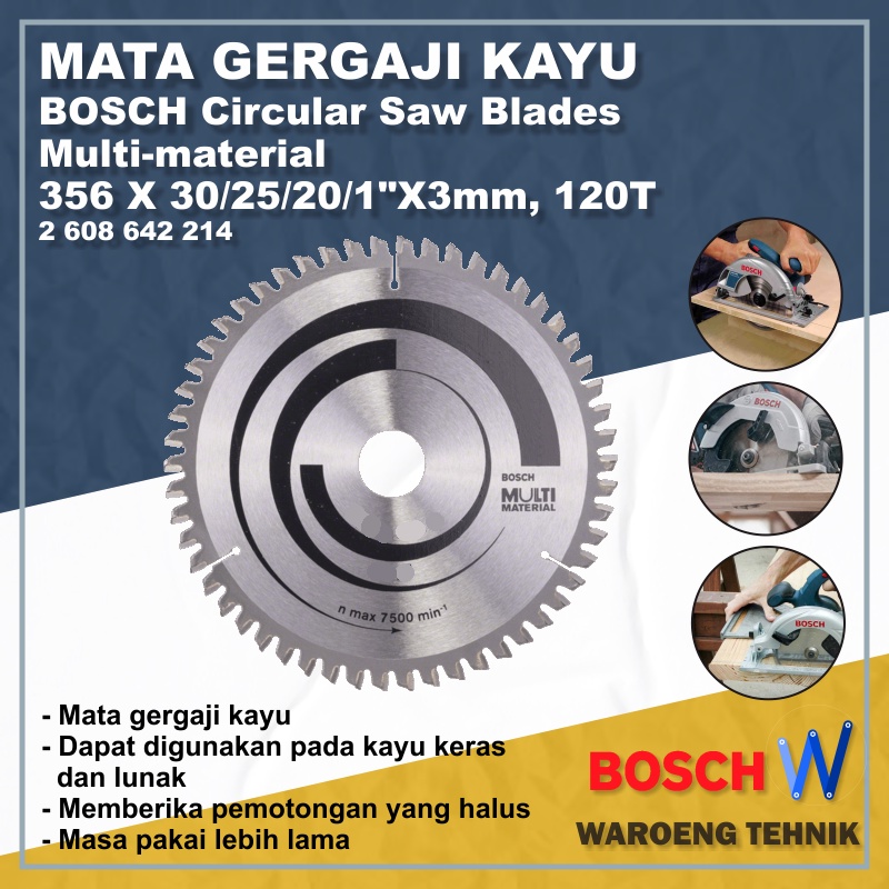 Bosch Circular Saw Blade Multi Material - 6.5 Inch, 30mm Bore, 42 Teeth (2608640519)