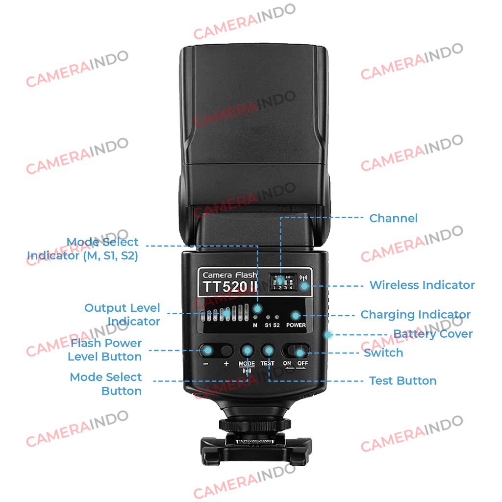 Jual Flash Godox TT520 II plus Wireless Trigger Speedlite kamera ...