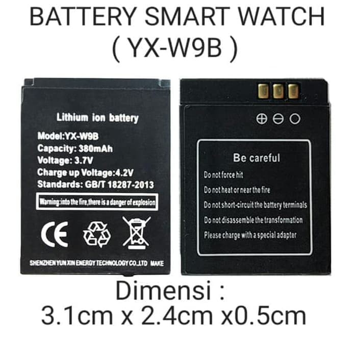 Jual Baterai Original Smart Watch YX-W9B LQ-S1 QW09 W8 V8 X6 M9 S1 ...