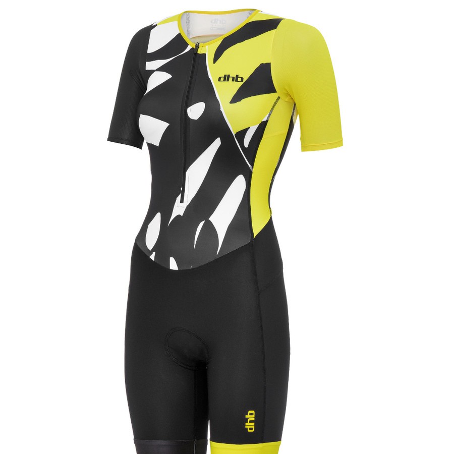 Jual Baju Triathlon Dhb Blok Women s Short Sleeve Trisuit Palm Yellow Shopee Indonesia