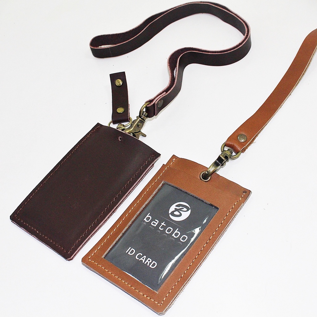 Jual ID Card Holder 2in1 Kulit Asli Name Tag Model Gantung dan Jepit ...