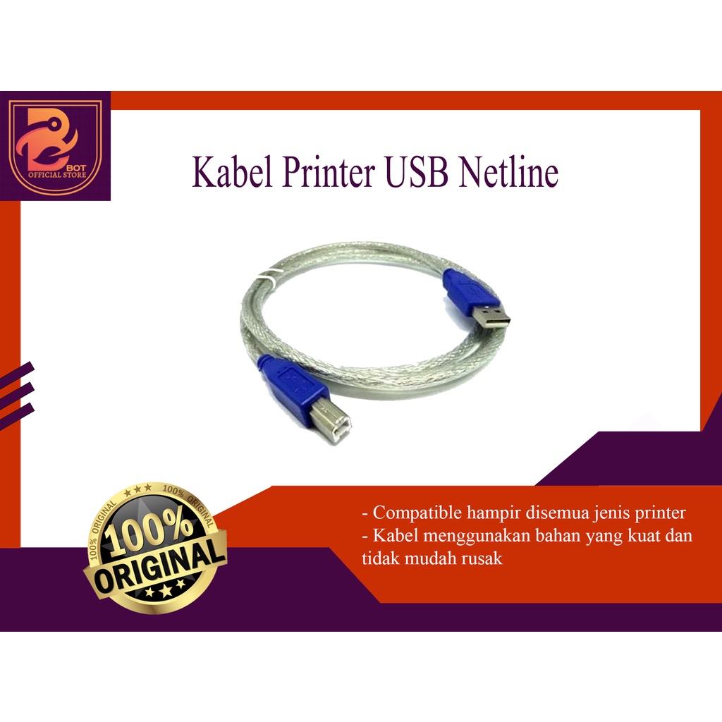 Jual Kabel Usb Printer 1 5 M 3m 5m 10m Standard Netline Nyk Shopee Indonesia