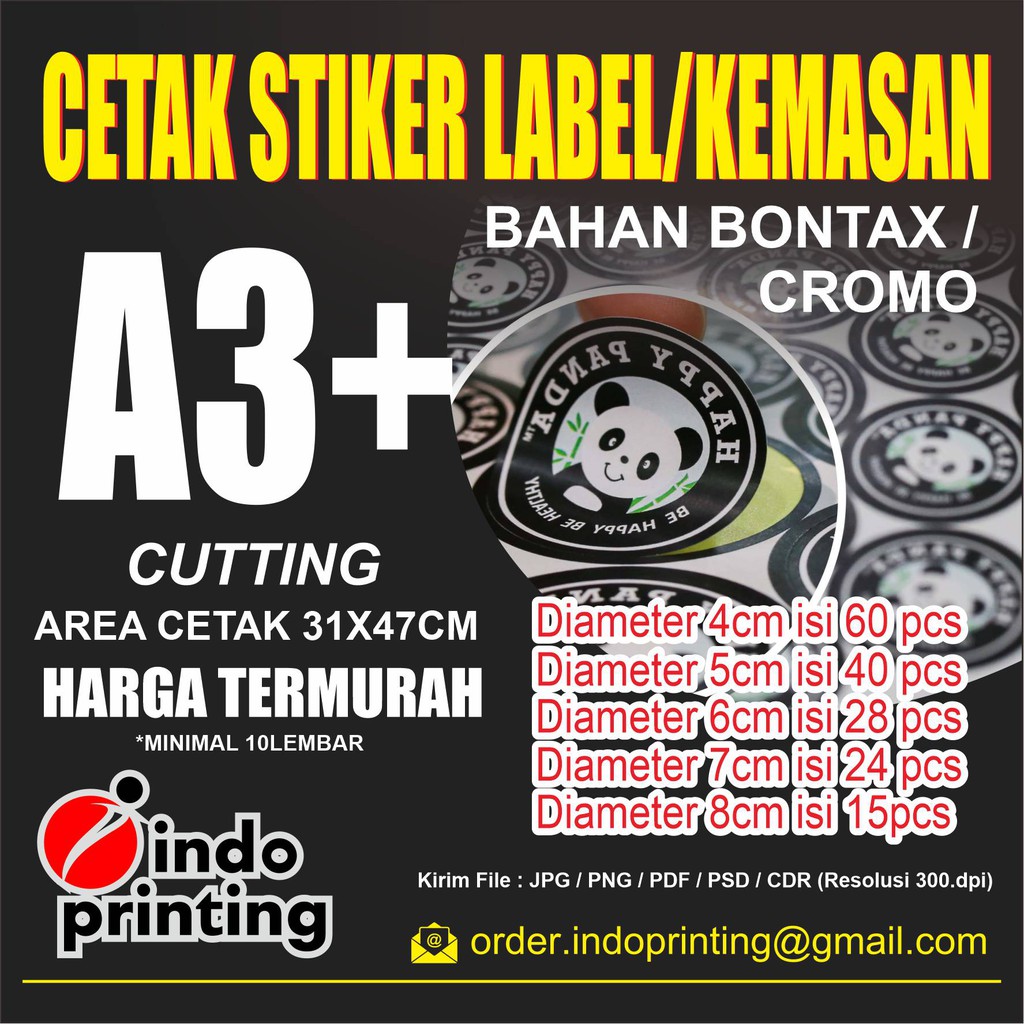 Jual Cetak Stiker A3 Bontax Chromo Cutting Termurahhh Berkualitas