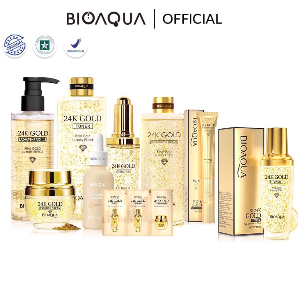 Jual BIOAQUA 24K Gold Skin Care / Serum Wajah / Essence Cream ...