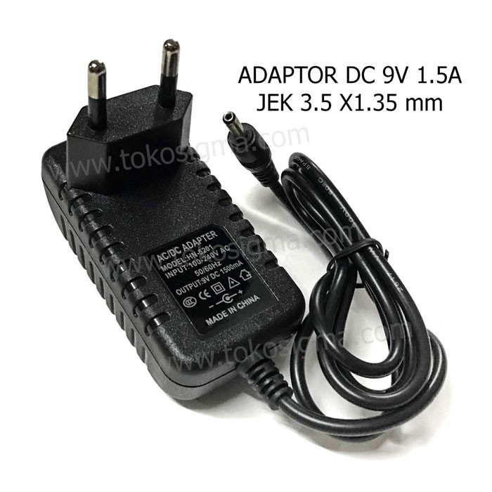Jual ADAPTOR POWER AC-DC 9V 1.5A jek 3.5 x 1.35mm - 9 VOLT 1.500 MA ...