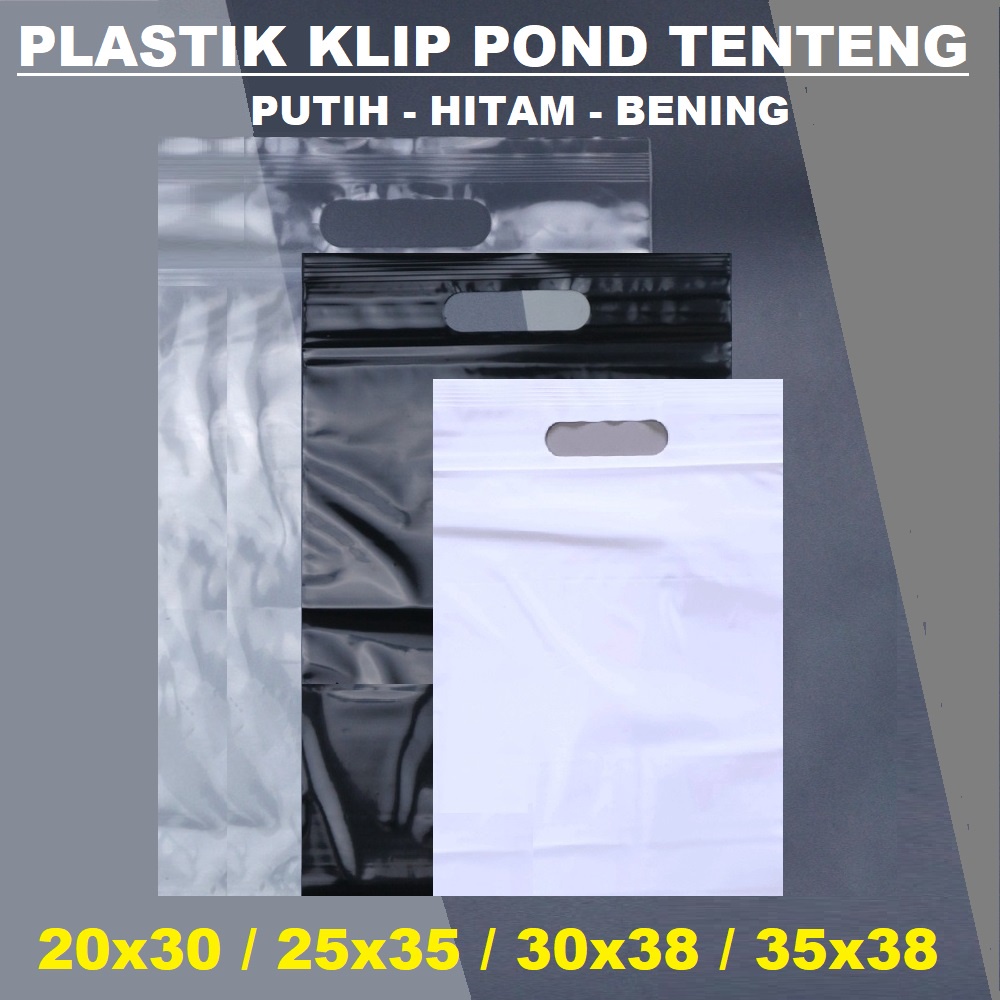 Jual Plastik Klip Pond Zip Ziplock Hijab Laundry Sepatu Polos Distro Tenteng Handle Hitam Putih 5325