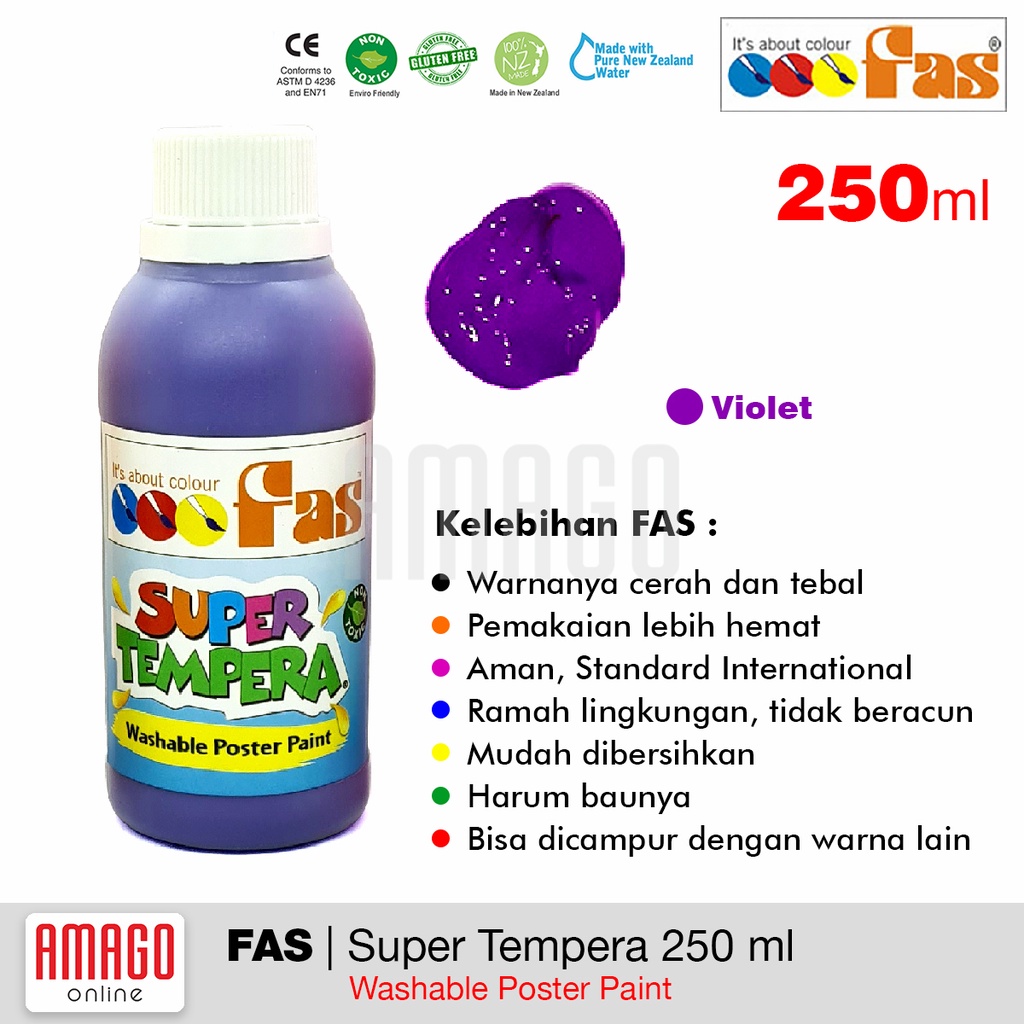 Jual Cat Poster Lukis FAS Super Tempera Washable Poster Paint 250 ml