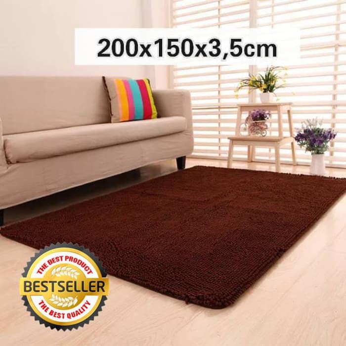 Jual Karpet Bulu Rasfur Isi Busa Uk.200x150x3-5cm (LP002) - Coklat Tua ...