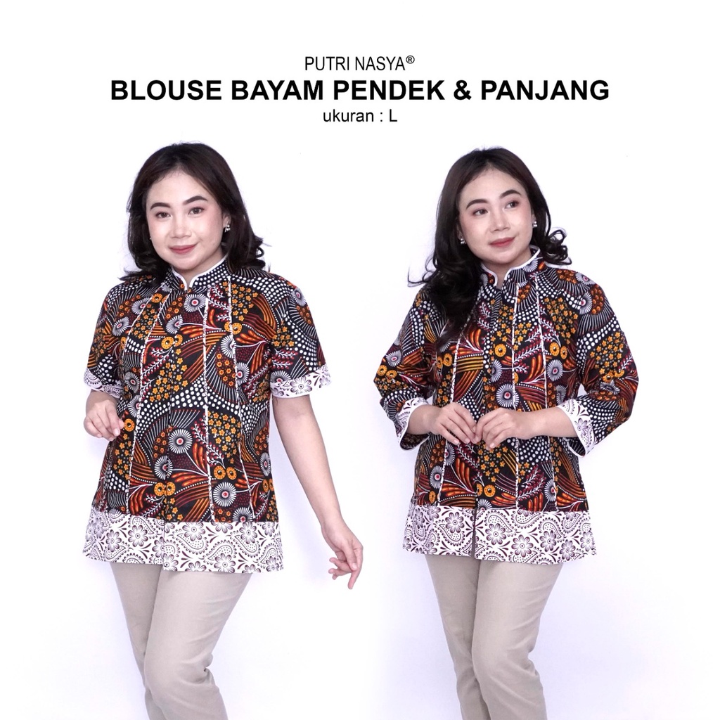 Jual Atasan Batik Blouse Big Size Wanita Lengkap L-XL-2L-3L-4L-5L-6L-7L ...