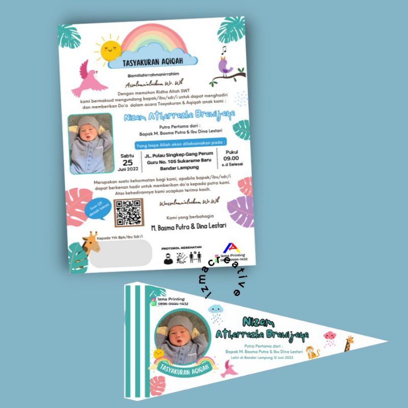 Jual Bendera Aqiqah dan Undangan Aqiqah / Tasyakuran Bayi / Kelahiran