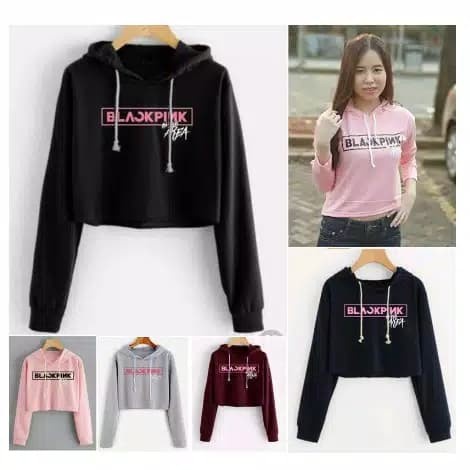 de2110 Baju Sweater Hoodie Blackpink Korea Jepang Black Pink Anak Anak Remaja T0G520