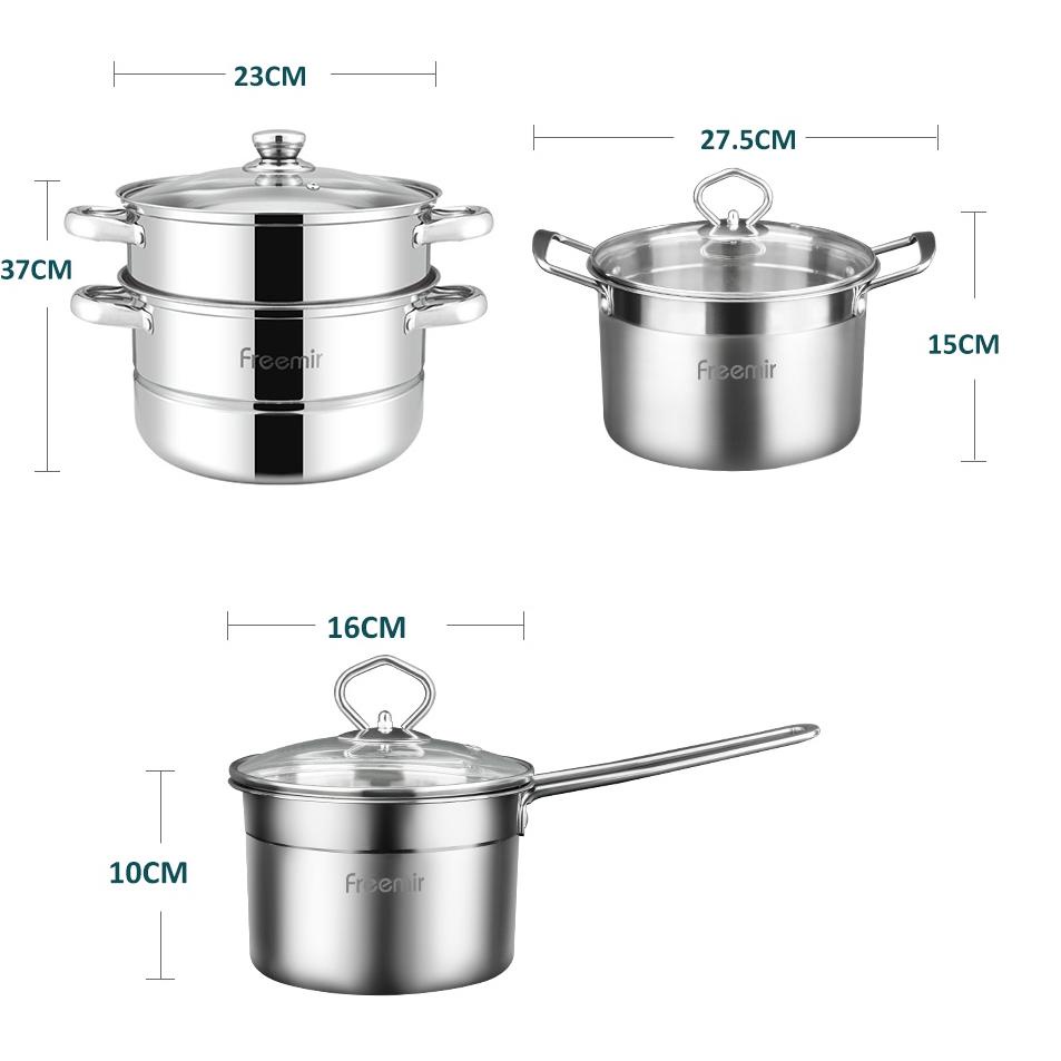 Jual (Z8N3).. freemir Panci Rebus Stainless Steel Pot Panci Susu Mie ...