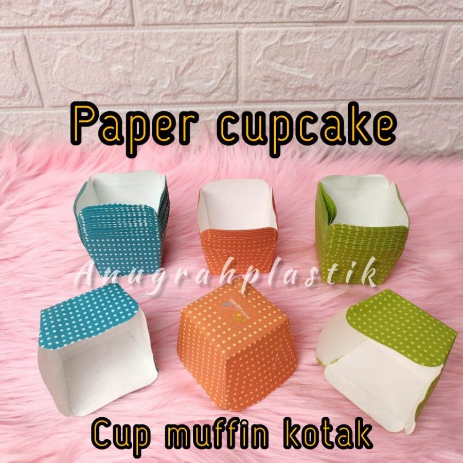 Jual Paper cupcake-cup kertas kotak -Cup muffin Kotak (per 10 pcs ...
