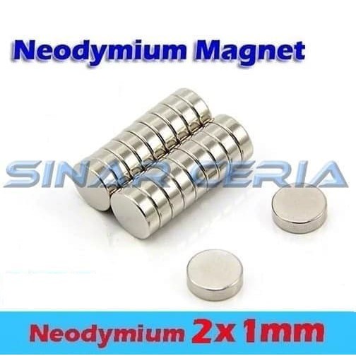Jual x10 pcs Magnet Neodymium super kuat Silinder N52 ukuran 2x1mm Rare ...