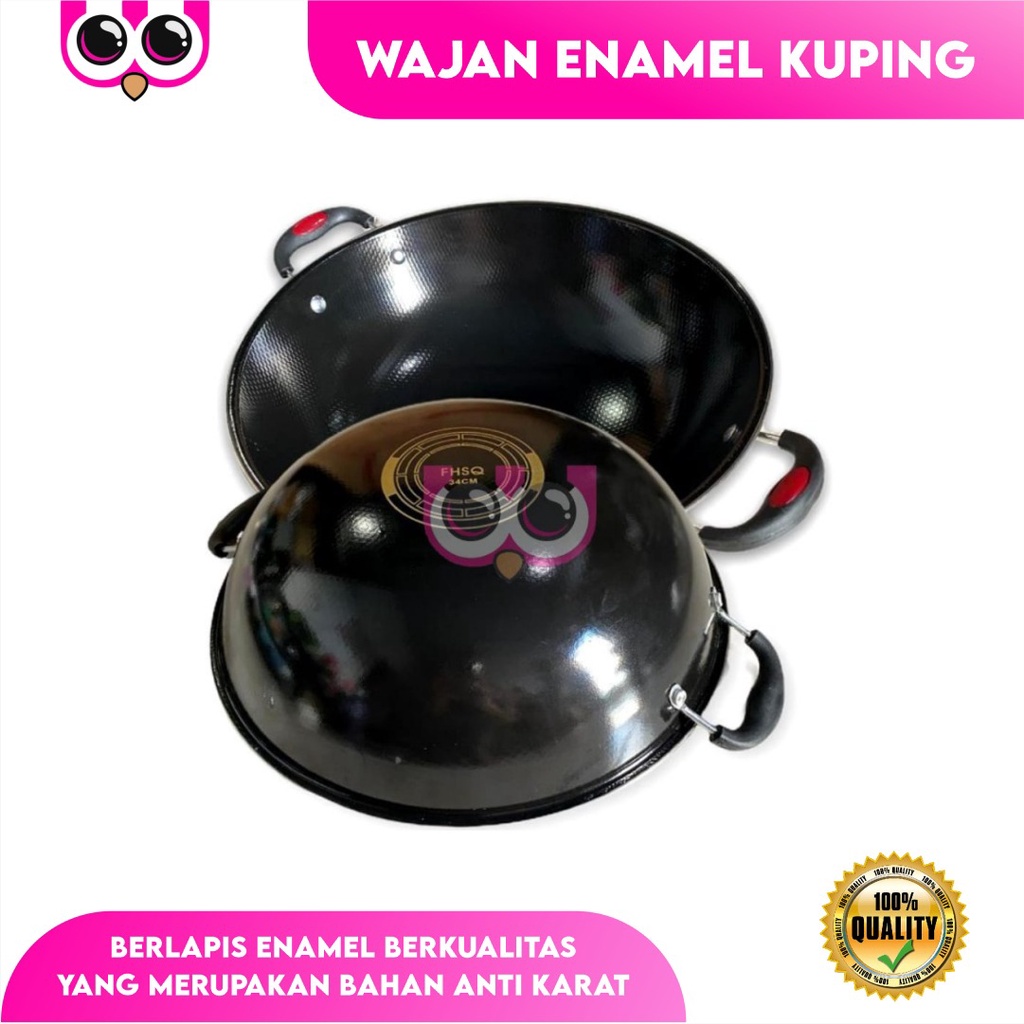 Jual Wajan Enamel Kuping Tebal Anti Karat Anti Lengket Wok Shopee