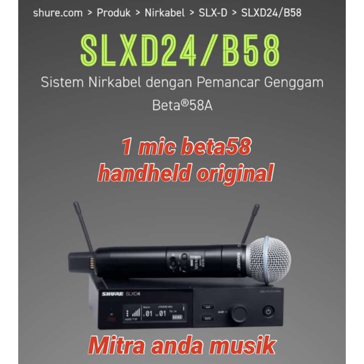 Jual wireless microphone slxd24/b58 harga Harga Terbaik & Termurah