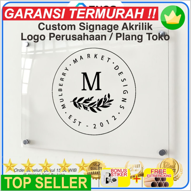Jual Promo CUSTOM SIGNAGE AKRILIK / LOGO PERUSAHAAN / PLANG TOKO / LOGO KANTOR 2MM Bening