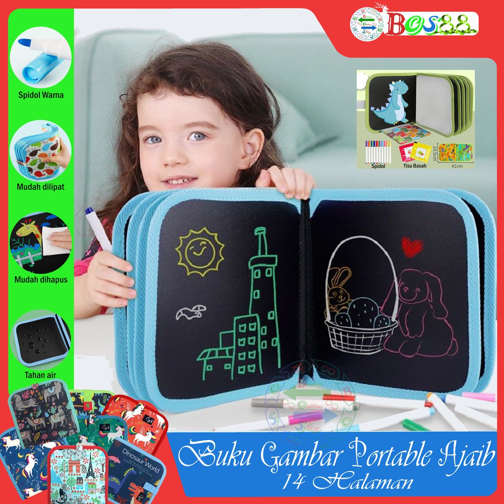 Jual Buku Gambar Portable Ajaib Reusable Buku Tulis Anak Bisa Dihapus ...