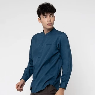 M231 Kemeja Pria Koko Shanghai Polos Soft Twill Panjang Navy 1971I